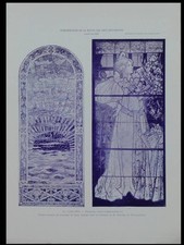 LOUIS JACQUES GALLAND, VITRAIL ART NOUVEAU, PANNEAU VERRE -2 PLANCHES 1898