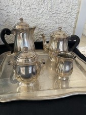 Ercuis Service à thé Ou café Avec plateau en métal argenté 5 pièces/746577A40