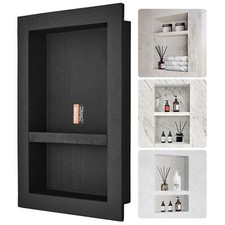 VEVOR Niche Douche Encastrer Mur 40,64x60,96x10 cm 2 Étagères pour Salle de Bain