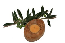 Photophore forme ovale en bois d'Olivier-Candle holder oval olive wood(ref:5100)