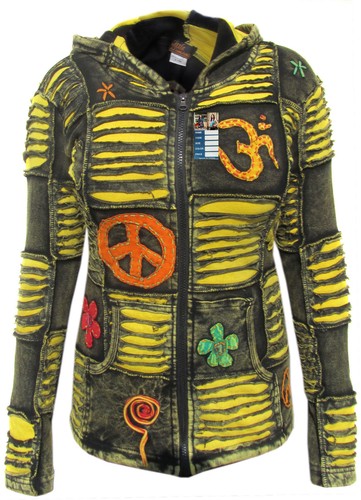 Veste coton jaune hippie - jaune,