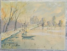 Gouache Etang de Sologne