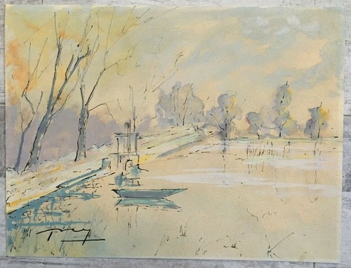 Gouache etang sologne - de,