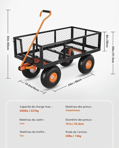 Chariot jardin tout - de, tout-terrain