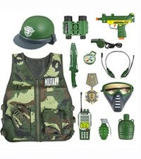 Déguisement Militaire Enfant Costume Militaire Garçons avec Casque Veste Talk...