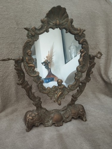 Miroir ancien sur pied laiton - ancien,