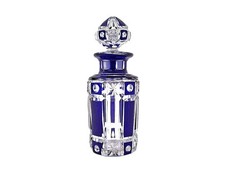 Flacon en cristal taillé doublé bleu Cristalleries de Nancy Sapho Art Déco 1920