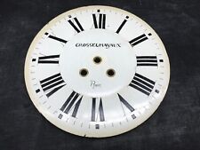 Cadran en tole émaillé horloge ancienne, GROSSEL-MAYAUX Reims pendule comptoise