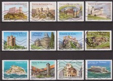 France 2012 : les 12 timbres du Carnet - Châteaux et demeures histo 1 -oblitérés