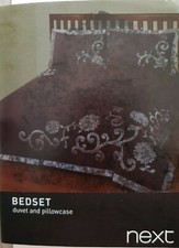 next SINGLE Parure de lit couette et taie d'oreiller luxe satin 135 cm x 200 cm x 6 cm marron 