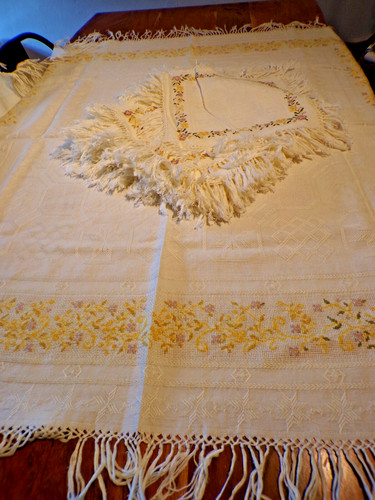 Linge ancien nappe coton - ancien,