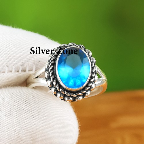 Bague topaze bleue argent - bague,