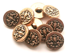 A 46. LOT 10 BOUTONS VINTAGE  METAL " BLASON "  (30 cts) 18 mm.