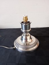 Bougeoir pied de lampe en bronze argenté à godrons