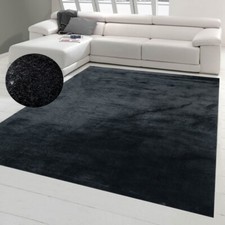 Tapis Shaggy salon de tapis moquette Flokati en noir