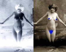 photo NEGATIF verre NU EROTIQUE  1900  / 9 x 14.5 cm / 219 /  risque sexy nude