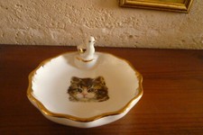 Assiette porcelaine  pour enfant, décor chat, très vintage.