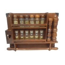 ETAGERE A EPICES EN BOIS 12 FLACONS VERRE VINTAGE