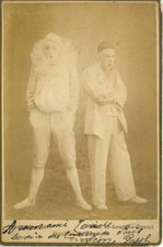 France, Paris, Costumes clown, mîme Vintage albumen print.  Tirage albuminé 