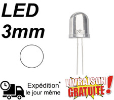 20x LED 3mm Blanches – Ultra Bright – Projets Électroniques, Arduino