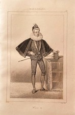 GRAVURE FRANCE XVI éme  " HENRI III ROI DE FRANCE 1574-1589 "