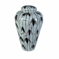 Potiche DKD Home Decor Porcelaine Noir Blanc Oriental Feuille d'une plante [2