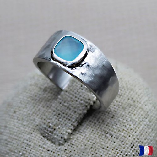 Bague agate bleue argent - , 925
