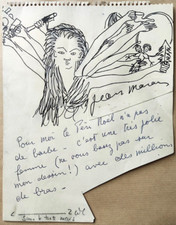 Dessin original de Jean MARAIS (1913-1998) ami de COCTEAU père Noël