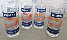 Ensemble de 4 grands verres Berger SA Sirops de fruits décor transat plage