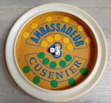 ancienne piste de jeux du 421 ronde Ambassadeur cusenier + 3 dés + 21 jetons 70'