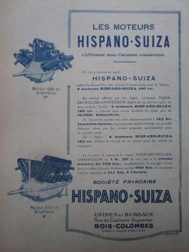 1925 pub hispano - pub, moteur
