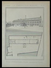 ROUEN, ECOLE D'APPRENTISSAGE - 1889 - PLANCHE ARCHITECTURE - TOUZET