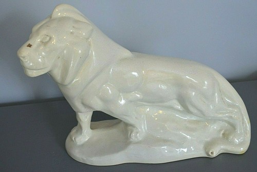 Statue lion blanc céramique - ,