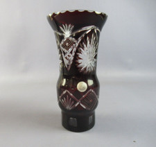 Pot Cristal Bohême Rouge Rubis Buzau Perle Lux Fait à la Main Vintage Xx Seconde