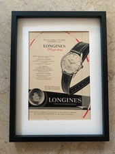 ◕ Cadre Publicité Vintage Sous Verre ◕ Montre LONGINES FLAGSHIP ◕ 40 X 30 cm ◕