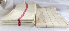 5 anciens Torchons Liteau Rouge Lin/Métis 86 x 54 Monogramme GL Jamais utilisés