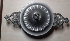 Soupière étain - Étains de l’Abbaye France 29 cm – vintage fleuri - voir photos