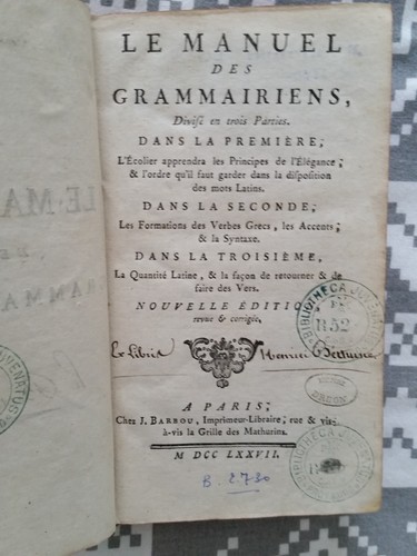 Livre ancien 1777 - livre, manuel