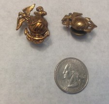 WW2 US Navy Marine Corps Officer Cap Badge USMC Lapel Hat Pin-USMC BADGES