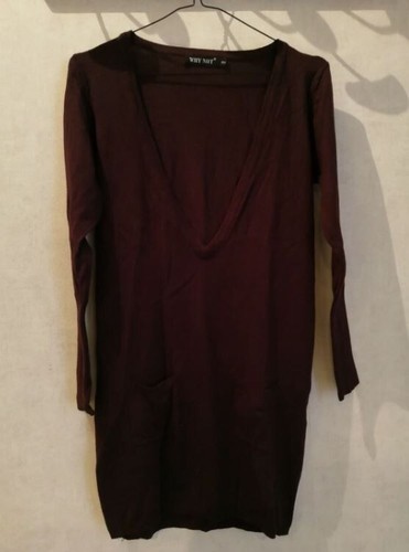 Pull long marron acrylique
