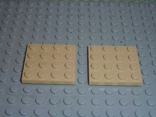 2 x Plaque plate Tan 4x4 LEGO