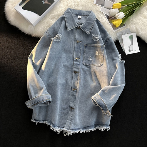 Jeans hommes veste - jeans, effilochée