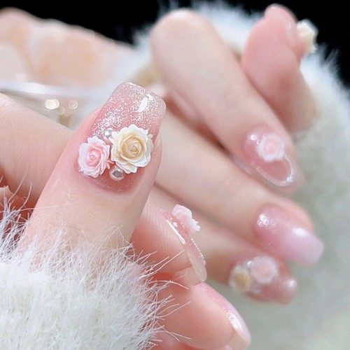 Feuilles fleur rose - 3d,
