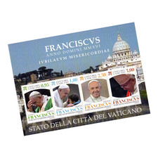 FEUILLET 4 TIMBRE POSTE EURO VATICAN 2016 MISERICORDE PAPE FRANCOIS VATICANO
