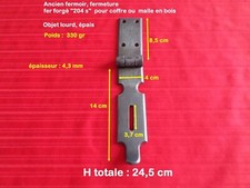ANCIENNE FERMETURE, FERMOIR  POUR MALLE- COFFRE DE RANGEMENT EN BOIS F. FORGÉ