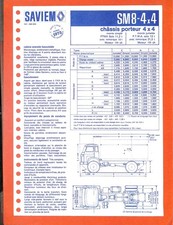 SAVIEM SM 8 - 4X4 / CHASSIS PORTEUR / FICHE TECHNIQUE de  1973