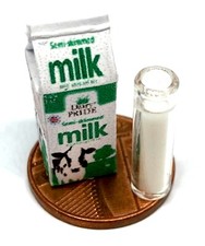 Poupées Maison Vert Lait Carton Paquet Avec Verre Miniature Cuisine Shop Tumdee