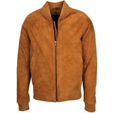 Blouson de pilote aviateur marron 100 % cuir daim souple véritable A2 pour...