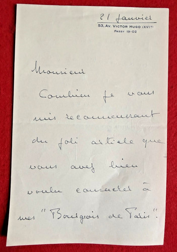 Cu15 lettre autographe - cu15-lettre,