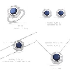 Parure 4PC Rhodié Héxagonale